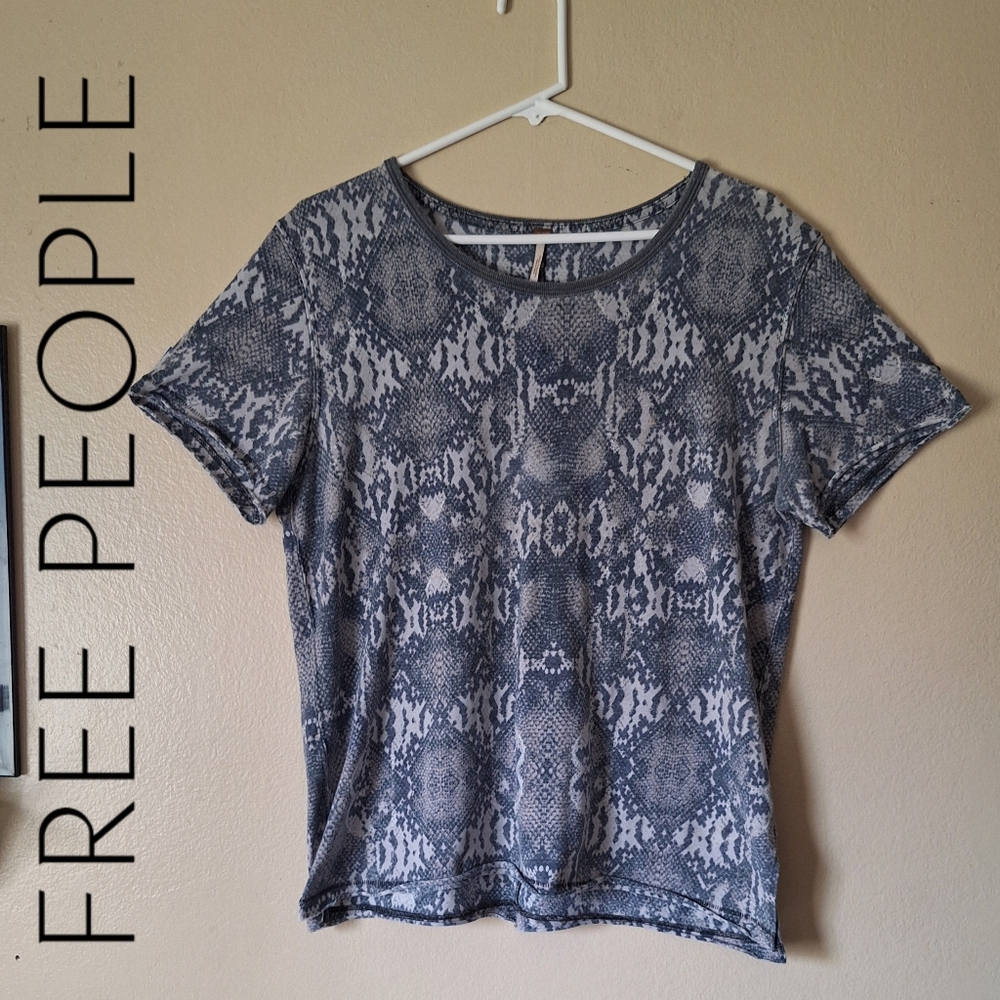 Free People Black Combo Snake Tourist T-Shirt